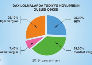 Vergi daxilolmalarının tədiyyə növləri və fəaliyyət sahələri üzrə bölgüsü açıqlanıb