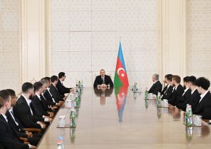 Prezident İlham Əliyev "Qarabağ" futbol klubunun üzvlərini qəbul edib