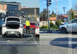 Bakıda iki avtomobil TOQQUŞUB - FOTO