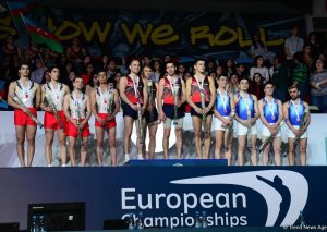 Batut gimnastikası üzrə Avropa Çempionatının üçüncü gününün qalibləri və mükafatçılarının mükafatlandırma mərasimi keçirilib